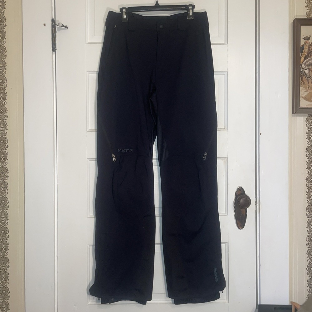Marmot Windstopper Black‎ Pants Padded Knees Light Snow Pants Large
